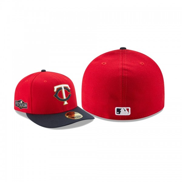 Men's Minnesota Twins 2020 Postseason Red Navy Alternate Side Patch Low Profile 59FIFTY Fitted Hat