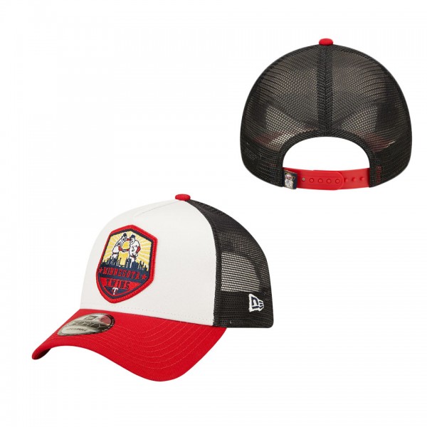 Youth Minnesota Twins Red Black White Fresh 9FORTY Trucker Snapback Hat
