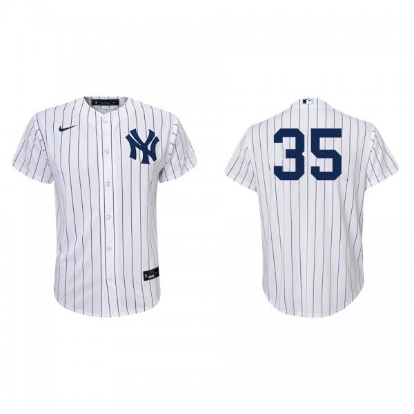 Clay Holmes Youth New York Yankees White Navy Home Replica Jersey