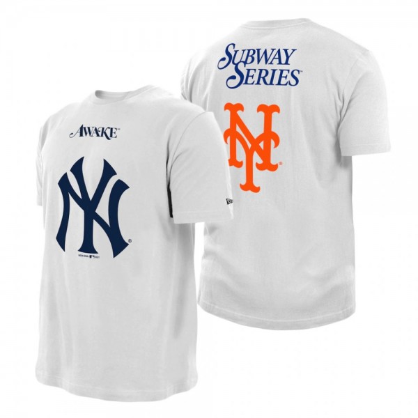 Men's New York Yankees White Yankees Vs. Mets Awake NY T-Shirt Subway Series