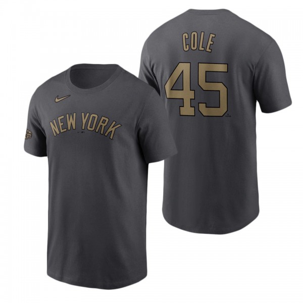 New York Yankees Gerrit Cole Charcoal 2022 MLB All-Star Game Name & Number T-Shirt