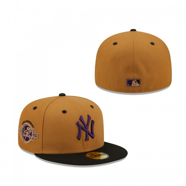 New York Yankees New Era 100th Anniversary Cooperstown Collection Purple Undervisor 59FIFTY Fitted Hat Tan Black