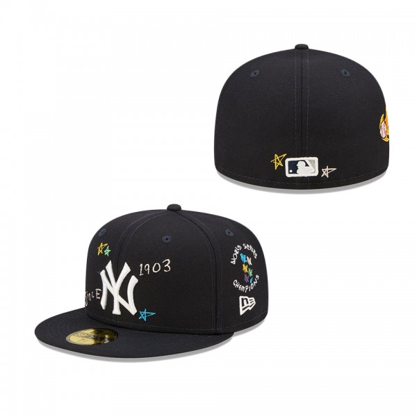 New York Yankees MLB Scribble Navy 59FIFTY Fitted Cap