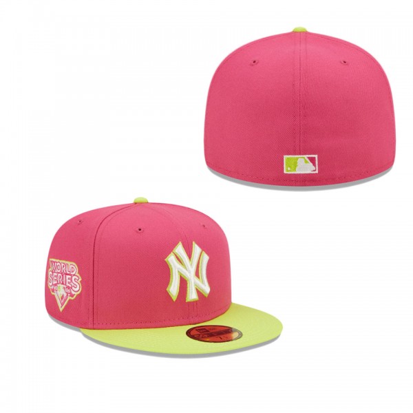 New York Yankees Pink 2009 World Series Champions Beetroot Cyber 59FIFTY Fitted Hat