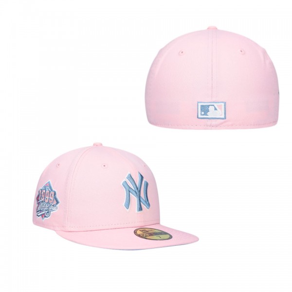 New York Yankees Pink Sky Blue 1999 World Series Cooperstown Collection Undervisor 59FIFTY Fitted Hat