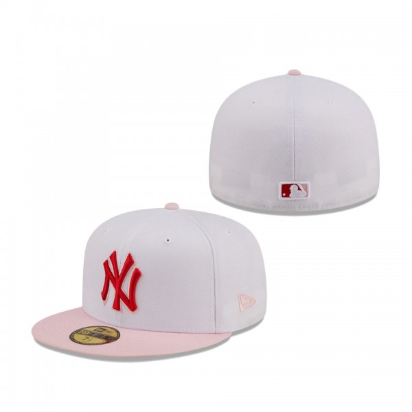 New York Yankees New Era Scarlet Undervisor 59FIFTY Fitted Hat White Pink