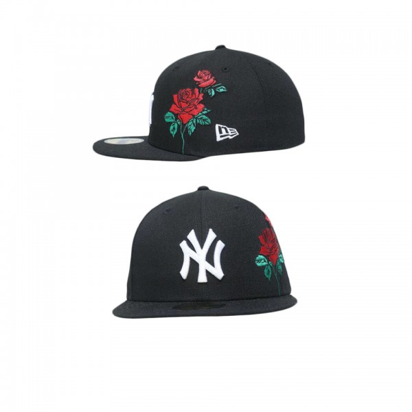 New York Yankees State Flower 59FIFTY Fitted Black Floral Hat
