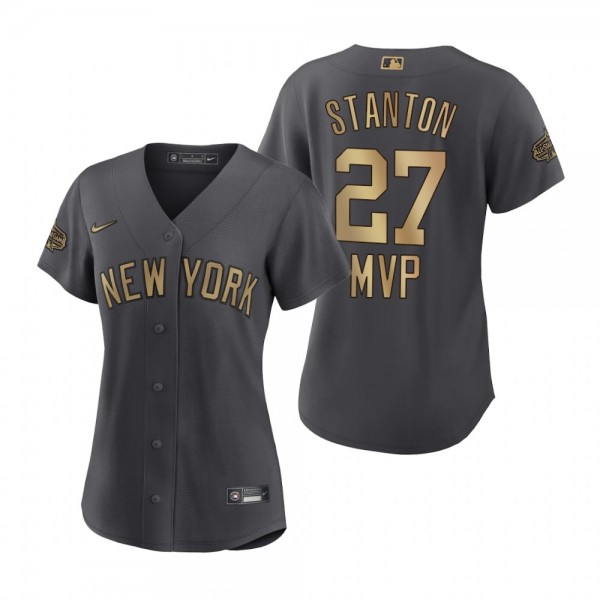 Women's New York Yankees Giancarlo Stanton Charcoal 2022 ASG MVP Replica Jersey