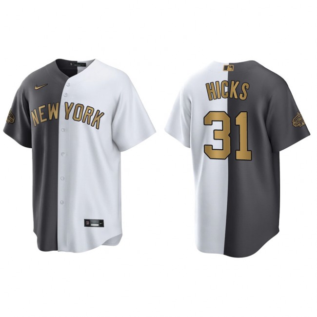 Aaron Hicks Yankees White Charcoal 2022 MLB All-Star Game Split Jersey