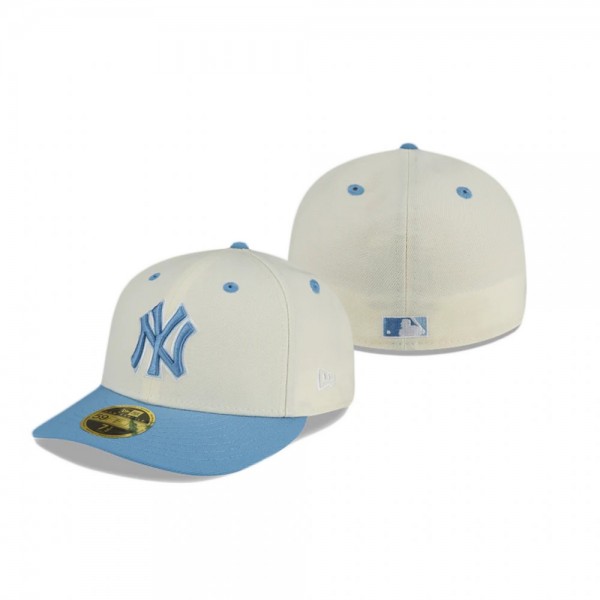 New York Yankees White Chrome Sky Low Profile Fitted Hat