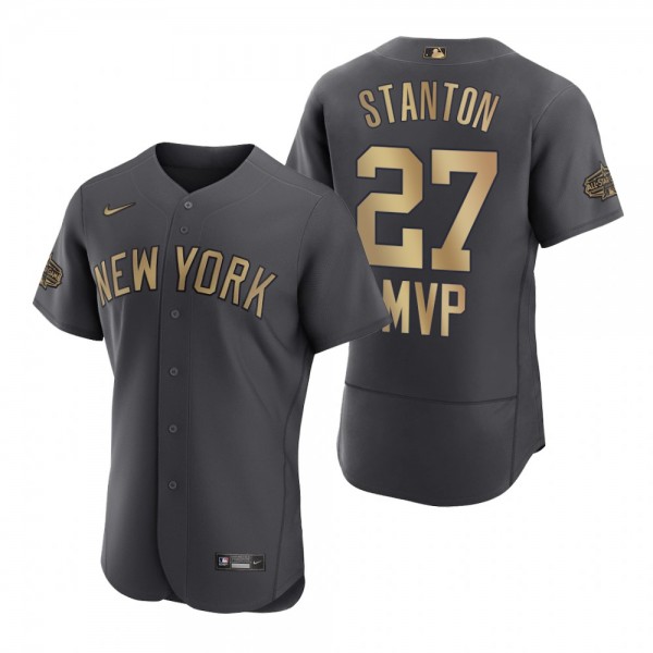 Men's New York Yankees Giancarlo Stanton Charcoal 2022 ASG MVP Authentic Jersey