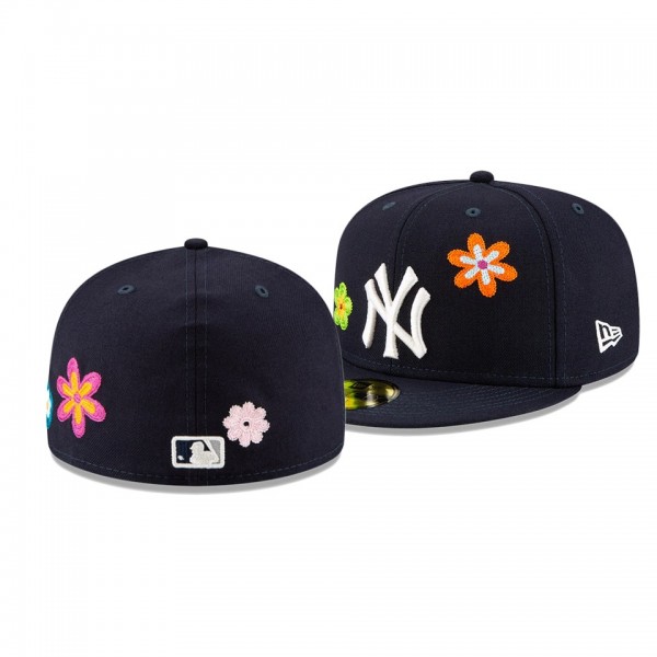 New York Yankees Chain Stitch Floral Navy 59FITY Fitted Hat