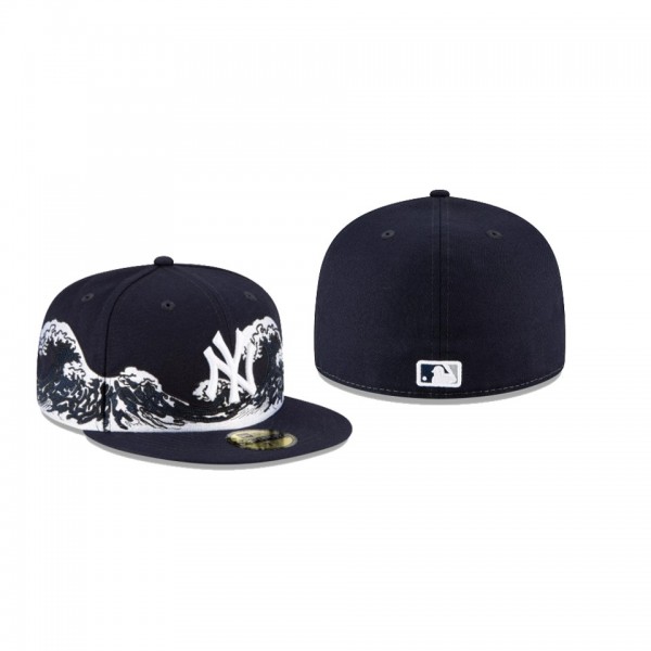 Men's New York Yankees New Era 100th Anniversary Navy Wave 59FIFTY Fitted Hat