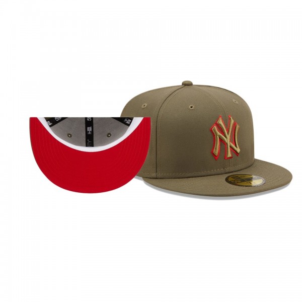 New York Yankees 1999 World Series Olive Scarlet Undervisor 59FIFTY Hat