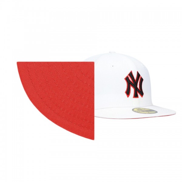 New York Yankees Red Undervisor White 100th Anniversary Patch 59FIFTY Hat