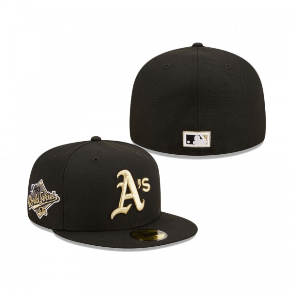 Oakland Athletics 1989 World Series Metallic Gold Undervisor 59FIFTY Fitted Hat Black