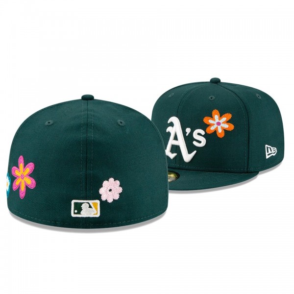 Oakland Athletics Chain Stitch Floral Green 59FITY Fitted Hat