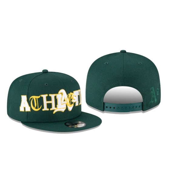 Men's Oakland Athletics Mixed Font Green 9FIFTY Snapback Hat