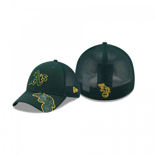 Men's Oakland Athletics Pop Visor Green Mesh Back 39THIRTY Flex Hat