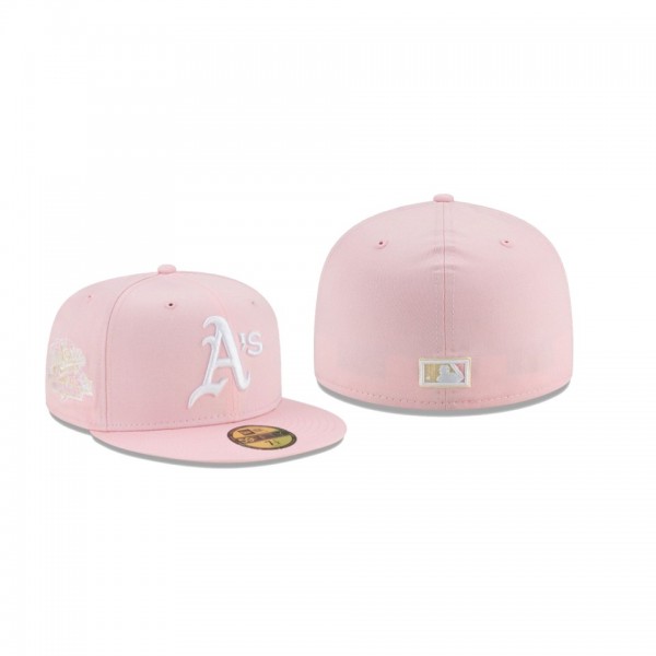 Men's Oakland Athletics Light Yellow Under Visor Pink 59FIFTY Fitted Hat