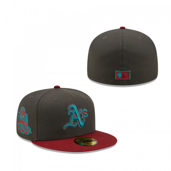 Oakland Athletics New Era 40th Anniversary Titlewave 59FIFTY Fitted Hat Graphite Cardinal