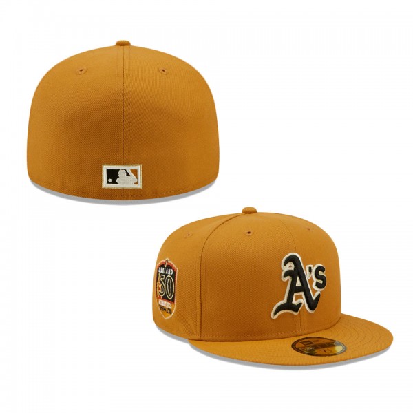 Oakland Athletics New Era 50th Anniversary Chrome Undervisor 59FIFTY Fitted Hat Tan