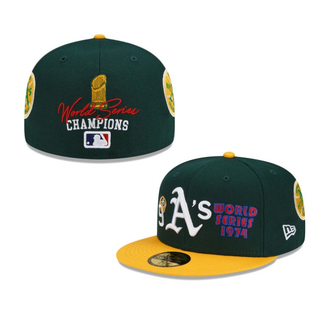 Athletics 9x World Series Champions Count The Rings Fitted Cap Green