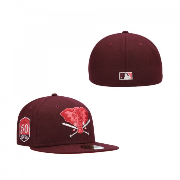 Oakland Athletics New Era Color Fam Lava Red Undervisor 59FIFTY Fitted Hat Maroon