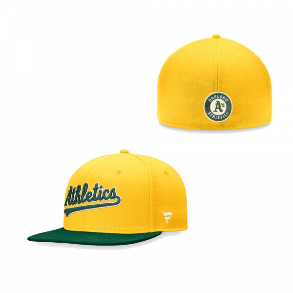 Oakland Athletics Fanatics Branded Iconic Multi Patch Fitted Hat - Gold Green