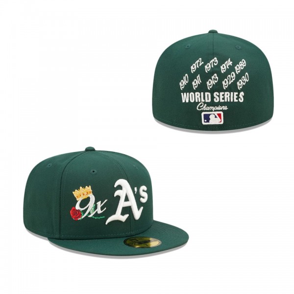 Oakland Athletics Green 9x World Series Champions Crown 59FIFTY Fitted Hat
