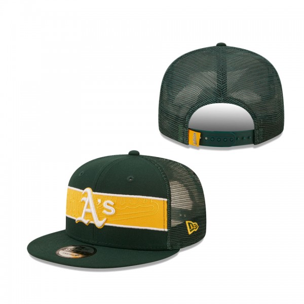 Men's Oakland Athletics New Era Green Tonal Band Trucker 9FIFTY Snapback Hat