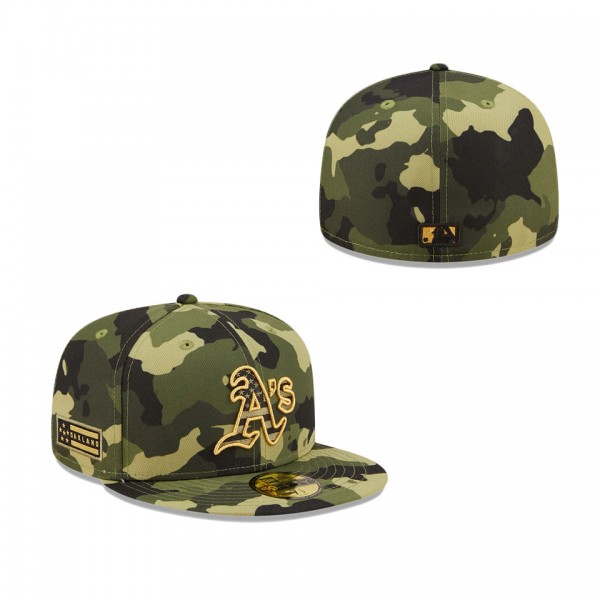 Men's Oakland Athletics New Era Camo 2022 Armed Forces Day On-Field 59FIFTY Fitted Hat