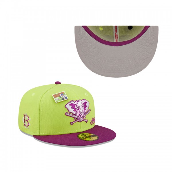 Men's Oakland Athletics New Era Green Purple MLB X Big League Chew Swingin' Sour Apple Flavor Pack 59FIFTY Fitted Hat