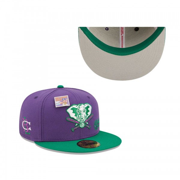Men's Oakland Athletics New Era Purple Green MLB X Big League Chew Ground Ball Grape Flavor Pack 59FIFTY Fitted Hat