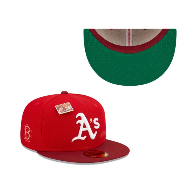 Men's Oakland Athletics New Era Scarlet Cardinal MLB X Big League Chew Slammin' Strawberry Flavor Pack 59FIFTY Fitted Hat