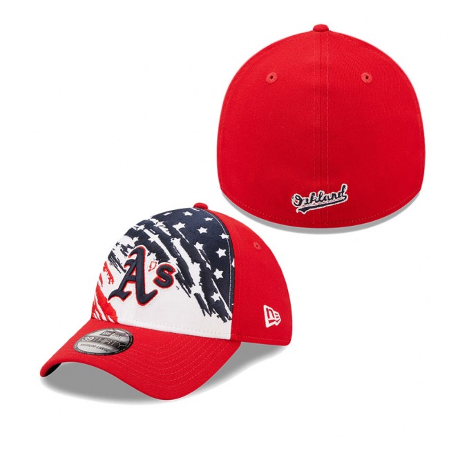 Oakland Athletics Red 2022 4th Of July Stars Stripes 39THIRTY Flex Hat