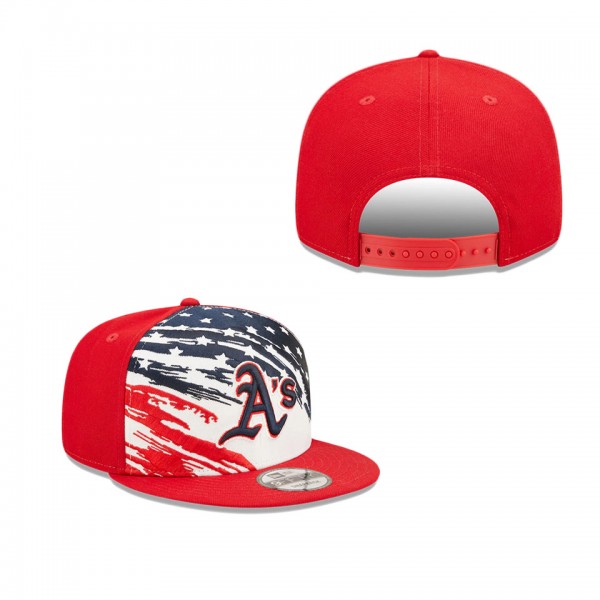 Oakland Athletics Red 2022 4th Of July Stars Stripes 9FIFTY Snapback Adjustable Hat