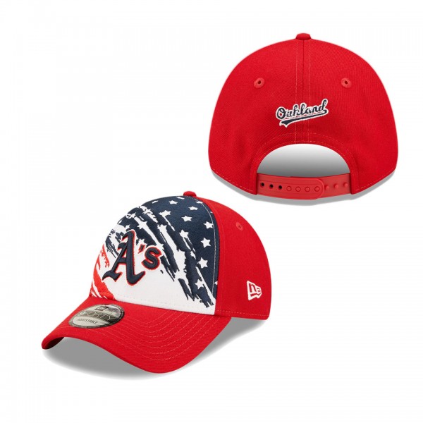 Oakland Athletics Red 2022 4th Of July Stars Stripes 9FORTY Snapback Adjustable Hat