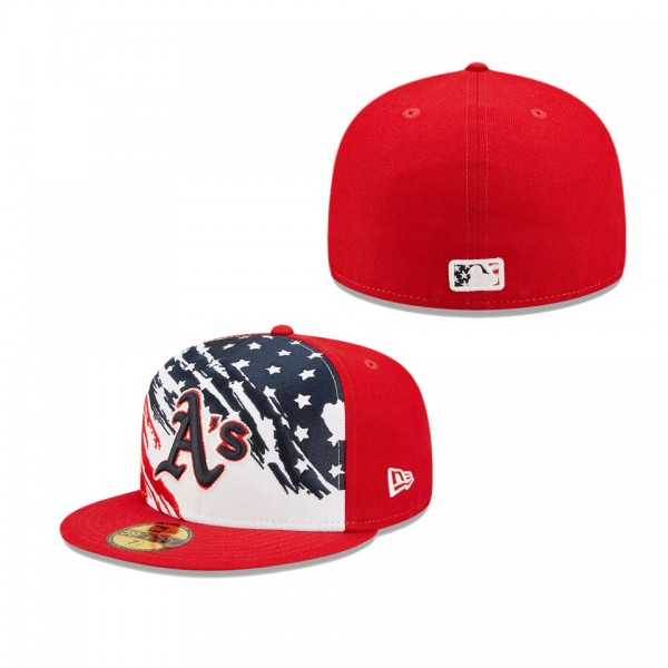Oakland Athletics Red 2022 4th Of July Stars Stripes On-Field 59FIFTY Fitted Hat