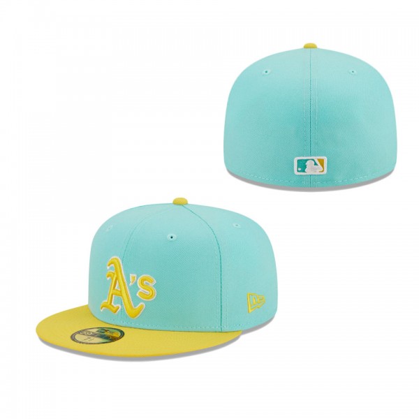 Men's Oakland Athletics New Era Turquoise Yellow Spring Color Pack Two-Tone 59FIFTY Fitted Hat
