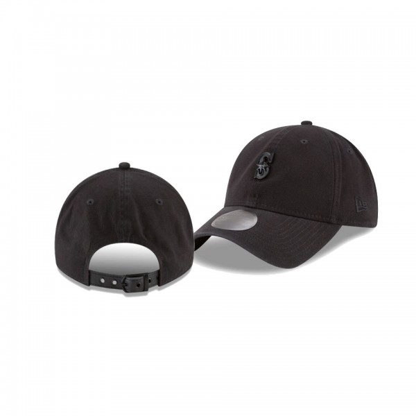 Men's Seattle Mariners Blackout Collection Black 9TWENTY Adjustable Hat