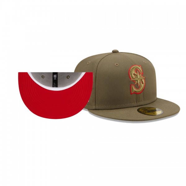 Seattle Mariners 20th Anniversary Olive Scarlet Undervisor 59FIFTY Hat