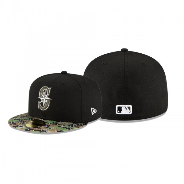 Men's Seattle Mariners Star Viz Black Camo 59FIFTY Fitted Hat