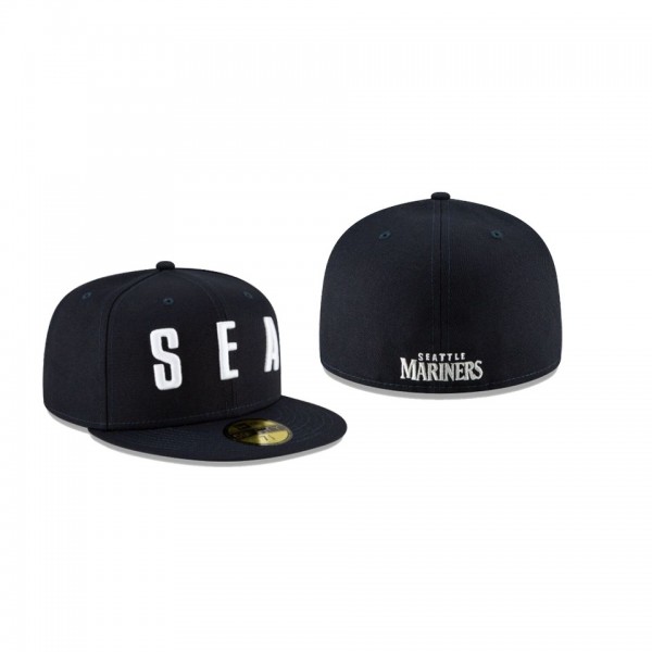 Men's Seattle Mariners Ligature Black 59FIFTY Fitted Hat