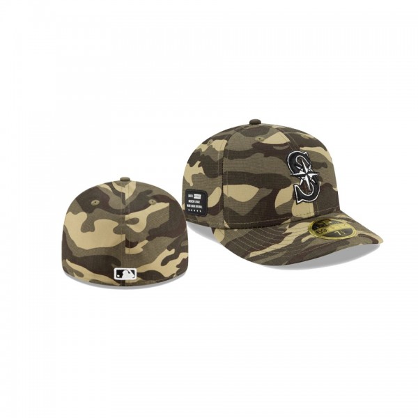 Men's Seattle Mariners 2021 Armed Forces Day Camo On-Field Low Profile 59FIFTY Fitted Hat