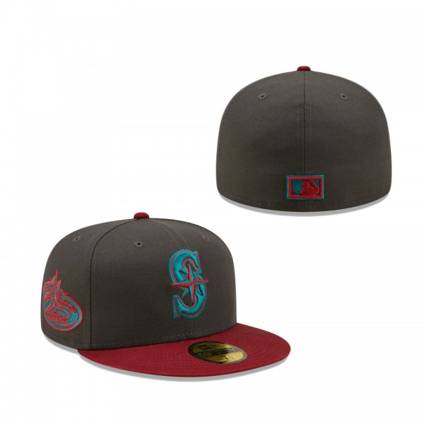 Seattle Mariners New Era 25th Anniversary Titlewave 59FIFTY Fitted Hat Graphite Cardinal