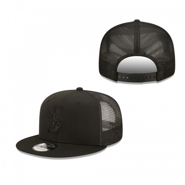 Men's Seattle Mariners New Era Blackout Trucker 9FIFTY Snapback Hat