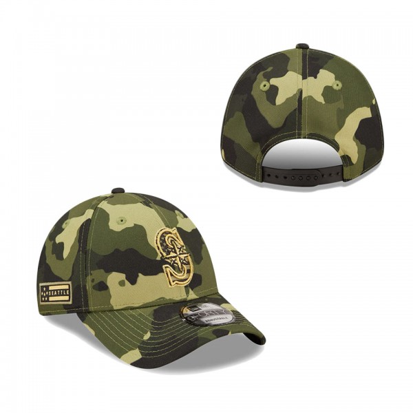 Men's Seattle Mariners New Era Camo 2022 Armed Forces Day 9FORTY Snapback Adjustable Hat