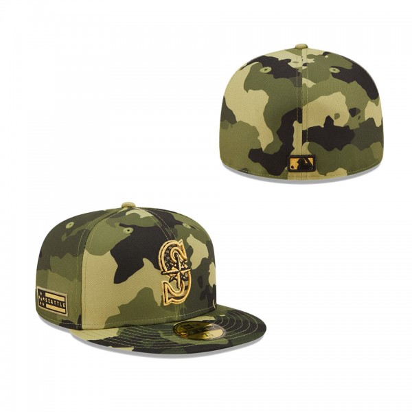 Men's Seattle Mariners New Era Camo 2022 Armed Forces Day On-Field 59FIFTY Fitted Hat