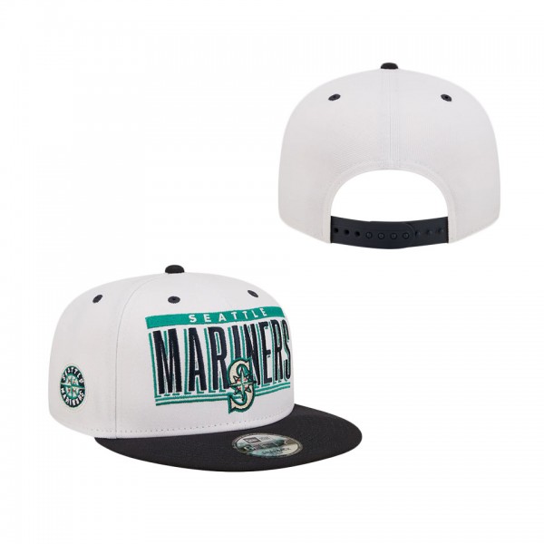Seattle Mariners New Era Retro Title 9FIFTY Snapback Hat White Navy